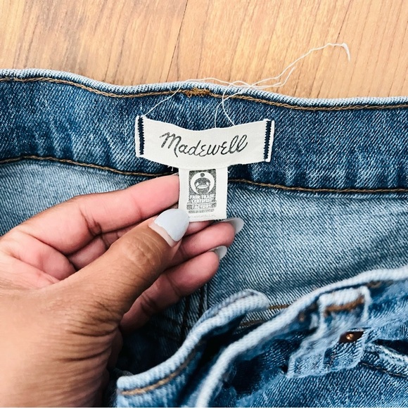 Madewell Blue Straight Leg Jeans with raw Hem - Picture 4 of 7